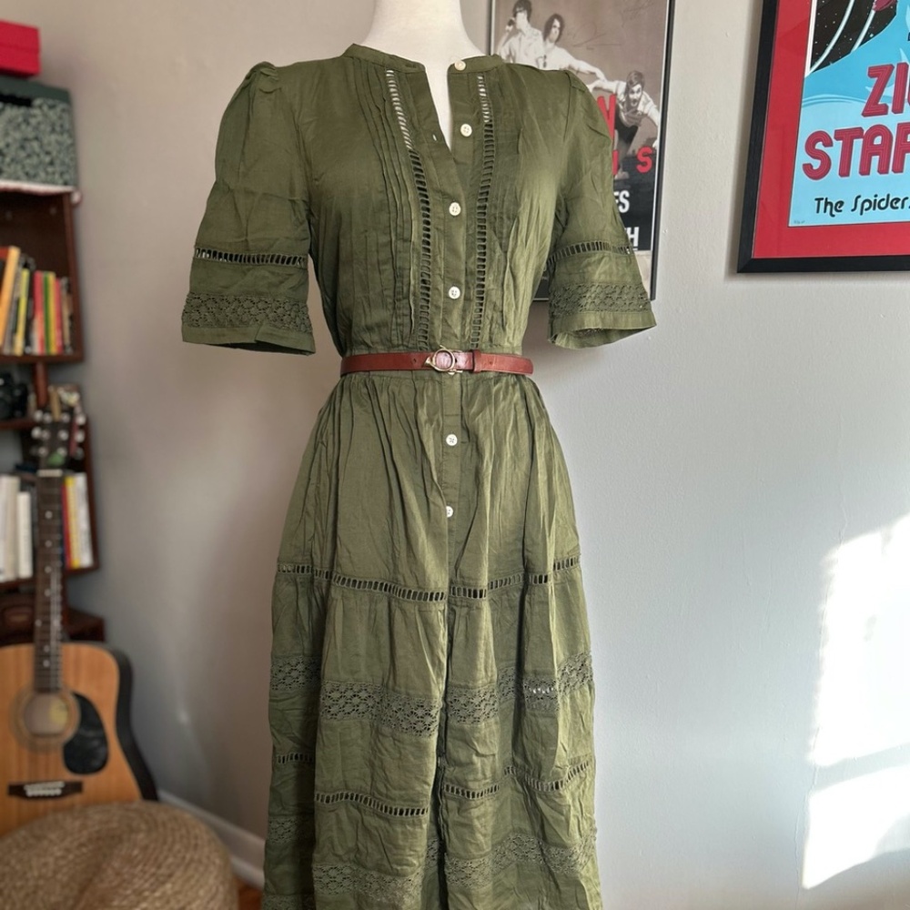 Green Gap Midi Dress with Slip